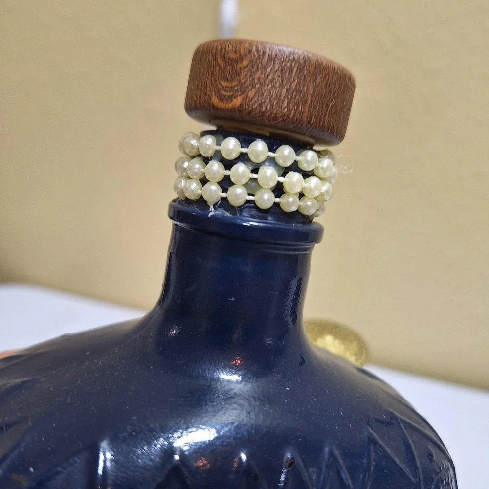 Set 2 Painted Crown Royal Bottles Shabby Chic Cottagecore Upcycled Decor